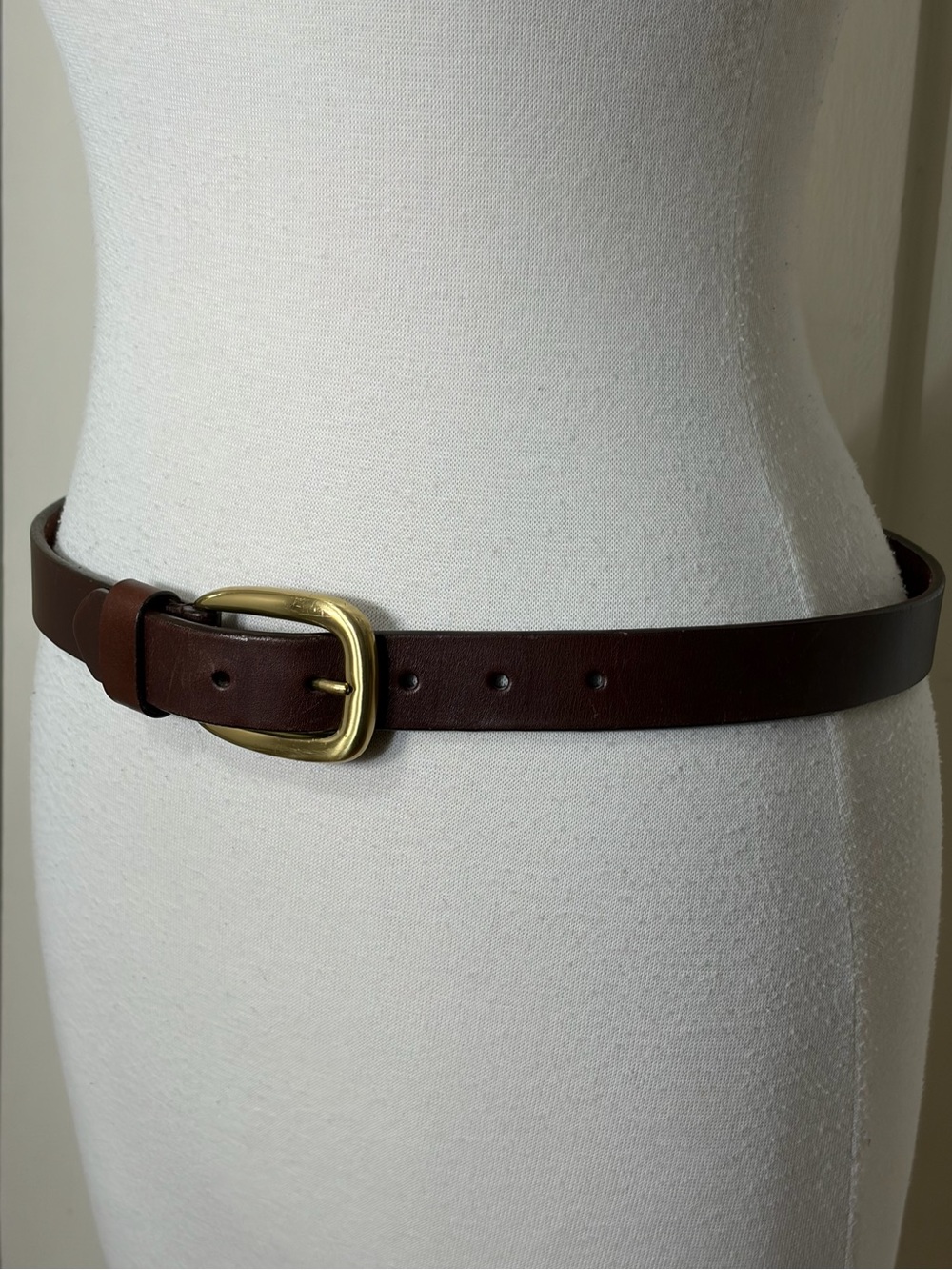Classic Brown Genuine Leather Belt with Brass Buckle ML